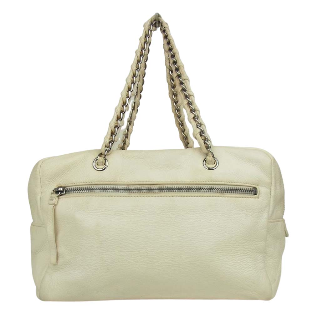 CHANEL シャネル ココマーク チェーン ショルダー ラムスキン バッグ ホワイト系【中古】