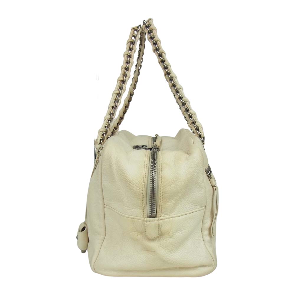 CHANEL シャネル ココマーク チェーン ショルダー ラムスキン バッグ ホワイト系【中古】