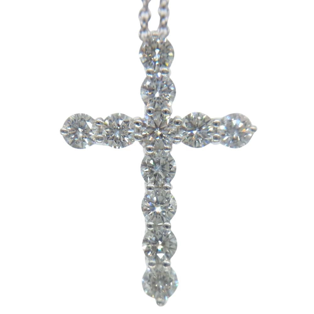 TIFFANY&Co. ティファニー 【新品仕上げ済み】PT950 ミディアム クロス ダイヤ ネックレス シルバー系【極上美品】【中古】