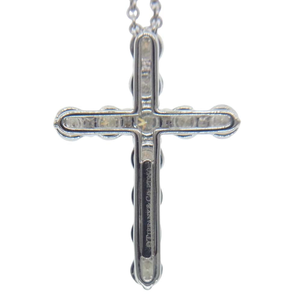 TIFFANY&Co. ティファニー 【新品仕上げ済み】PT950 ミディアム クロス ダイヤ ネックレス シルバー系【極上美品】【中古】