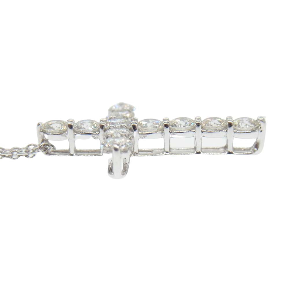 TIFFANY&Co. ティファニー 【新品仕上げ済み】PT950 ミディアム クロス ダイヤ ネックレス シルバー系【極上美品】【中古】