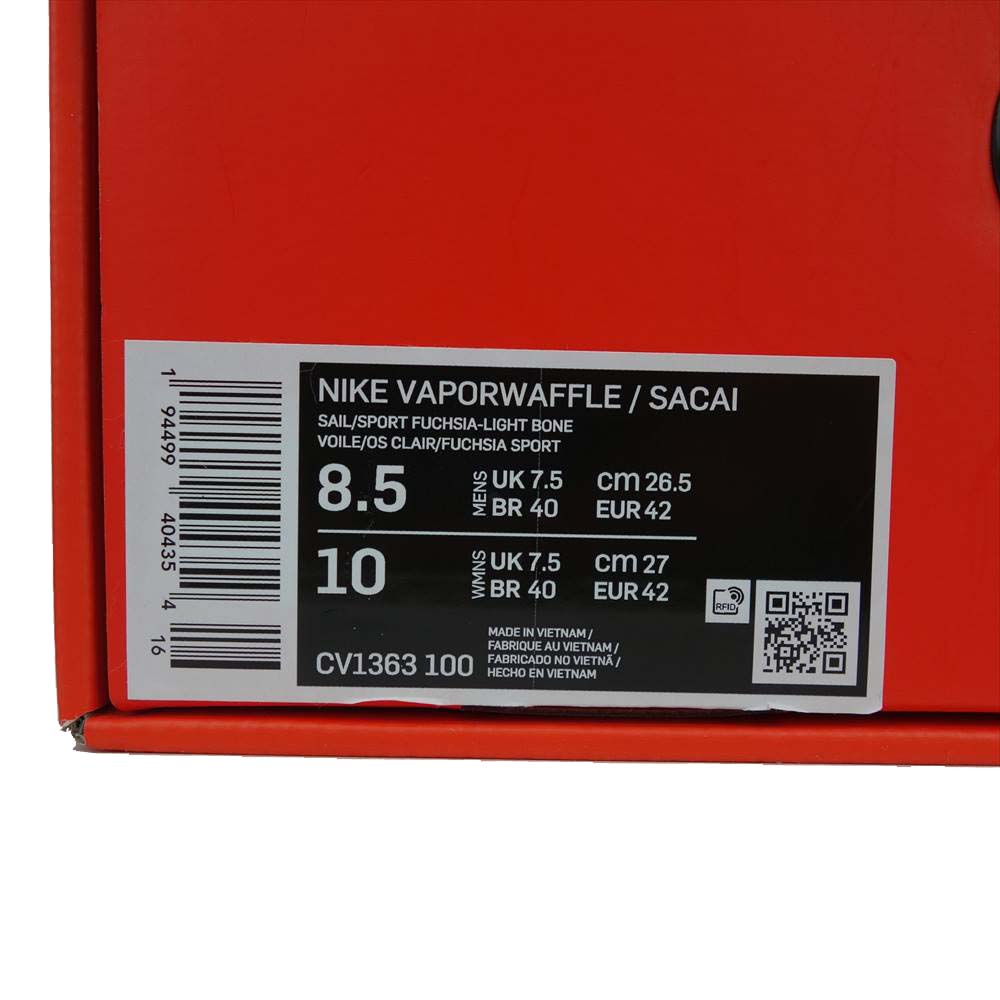 NIKE ナイキ CV1363 100 サカイ Sacai VAPOR WAFFLE ROYAL FUCHSIA ヴェイパーワッフル スニーカー ロイヤル フクシア ホワイト系 26.5cm【新古品】【未使用】【中古】