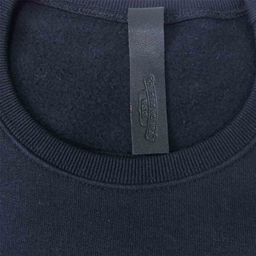 CHROME HEARTS クロムハーツ（原本無） SPLTSID SWTSHRT 袖レザー 切替 クロスパッチ クルーネック スウェット ブラック系 M【美品】【中古】