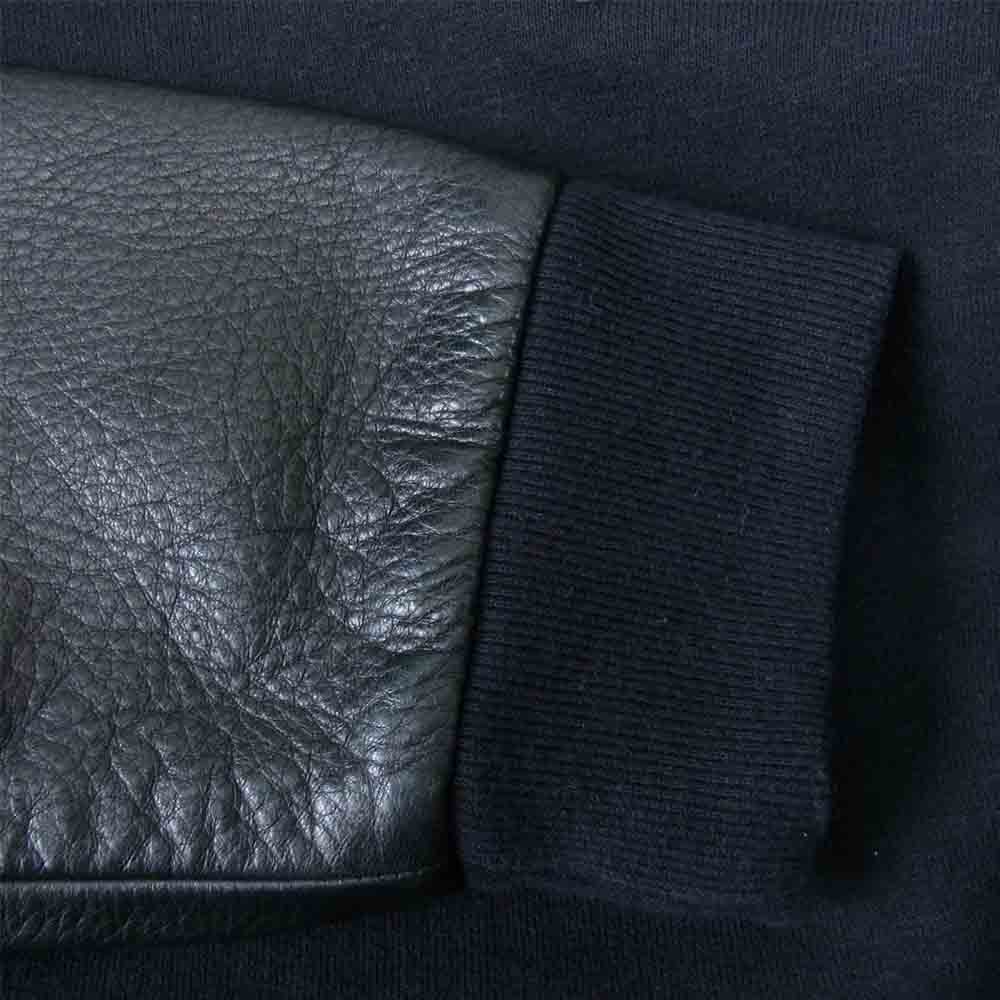 CHROME HEARTS クロムハーツ（原本無） SPLTSID SWTSHRT 袖レザー 切替 クロスパッチ クルーネック スウェット ブラック系 M【美品】【中古】