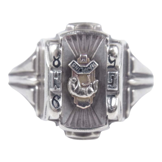 ヴィンテージ k10 JOSTENS ジャスティン社製 RAWLINS HIGH SCHOOL カレッジ リング ゴールド系 16号程度【中古】