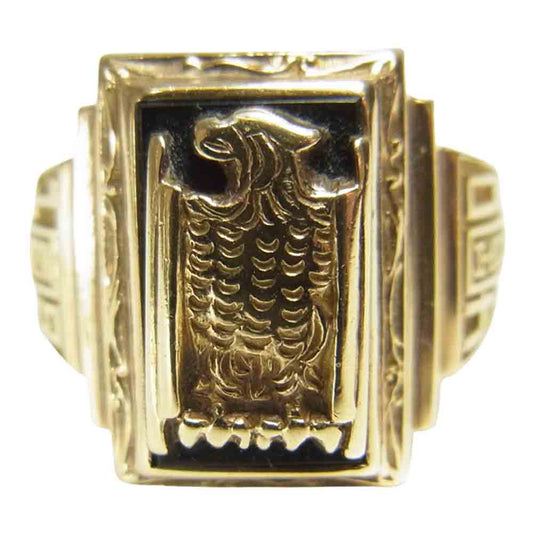 ヴィンテージ k10 JOSTENS ジャスティン社製 カレッジ リング ゴールド系 15号【中古】