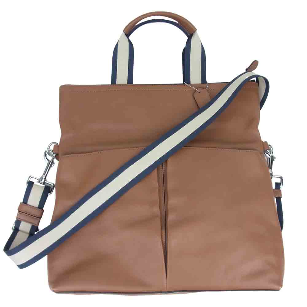 COACH コーチ レザー 2WAY ショルダー トート バッグ ブラウン系【中古】