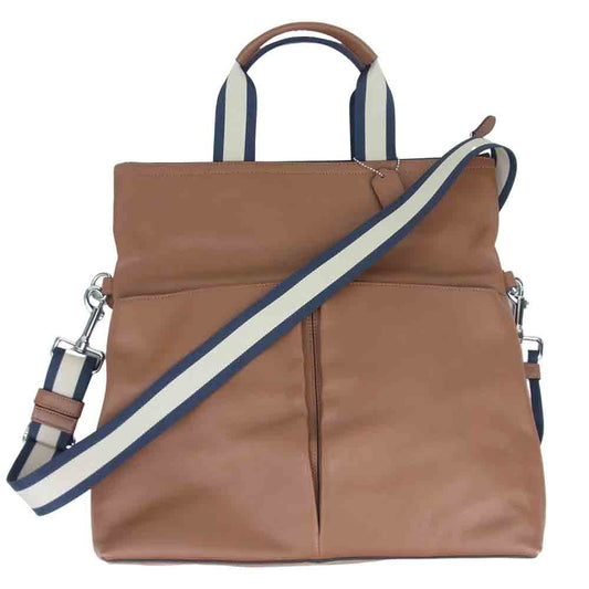COACH コーチ レザー 2WAY ショルダー トート バッグ ブラウン系【中古】