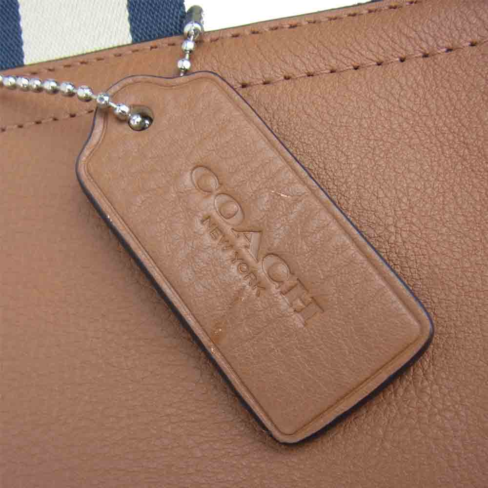 COACH コーチ レザー 2WAY ショルダー トート バッグ ブラウン系【中古】