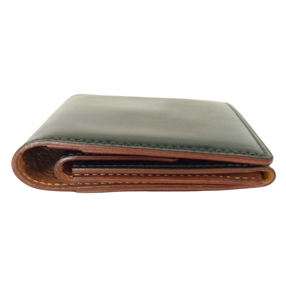 GANZO ガンゾ 限定モデル シェルコードバン グリーン 二つ折り ウォレット グリーン系【中古】