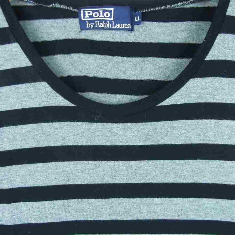 POLO RALPH LAUREN ポロ・ラルフローレン ボーダー 半袖 Tシャツ コットン 中国製 ブラック系 グレー系 LL【中古】