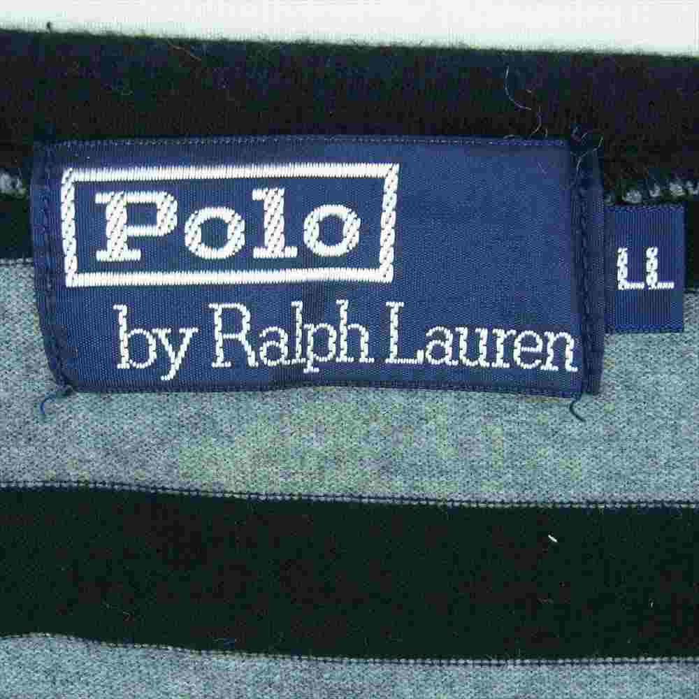 POLO RALPH LAUREN ポロ・ラルフローレン ボーダー 半袖 Tシャツ コットン 中国製 ブラック系 グレー系 LL【中古】
