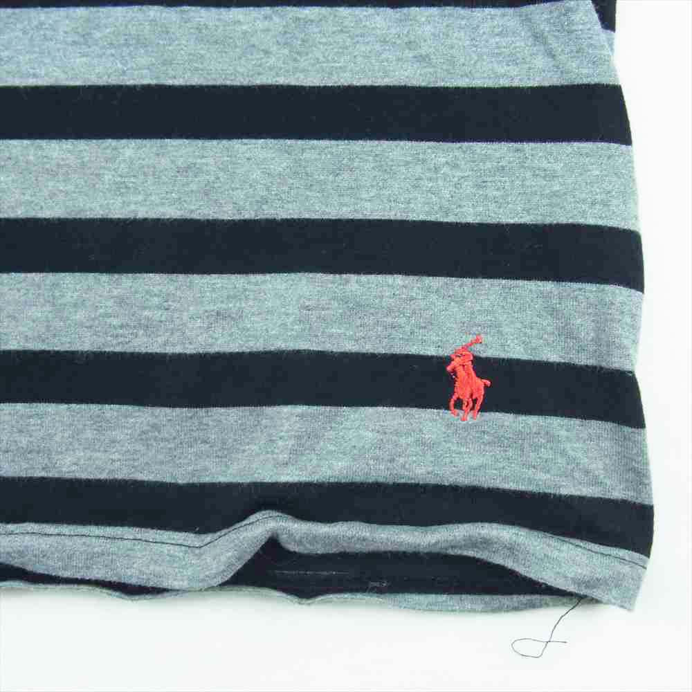 POLO RALPH LAUREN ポロ・ラルフローレン ボーダー 半袖 Tシャツ コットン 中国製 ブラック系 グレー系 LL【中古】