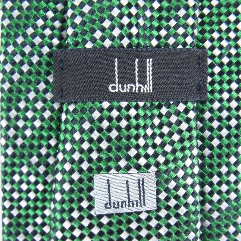 Dunhill ダンヒル シルク 100％ ネクタイ イギリス製 ななめストライプ グリーン系【中古】