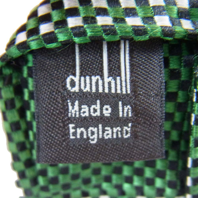 Dunhill ダンヒル シルク 100％ ネクタイ イギリス製 ななめストライプ グリーン系【中古】