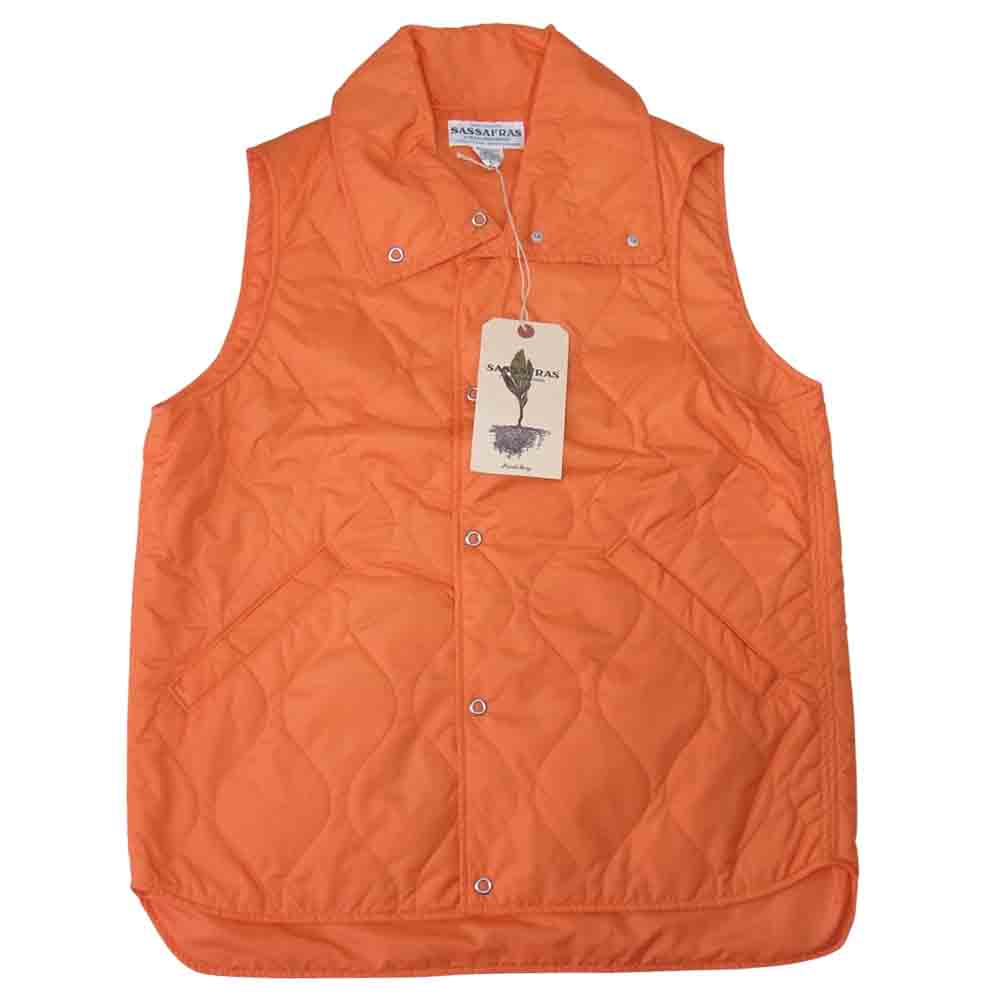 SASAFRAS ササフラス SF-161149 CRAZY GARDENER TUBE VEST NYLON QUILT クレイジー ガーデナー チューブ キルト 中綿 オレンジ系 L【新古品】【未使用】【中古】