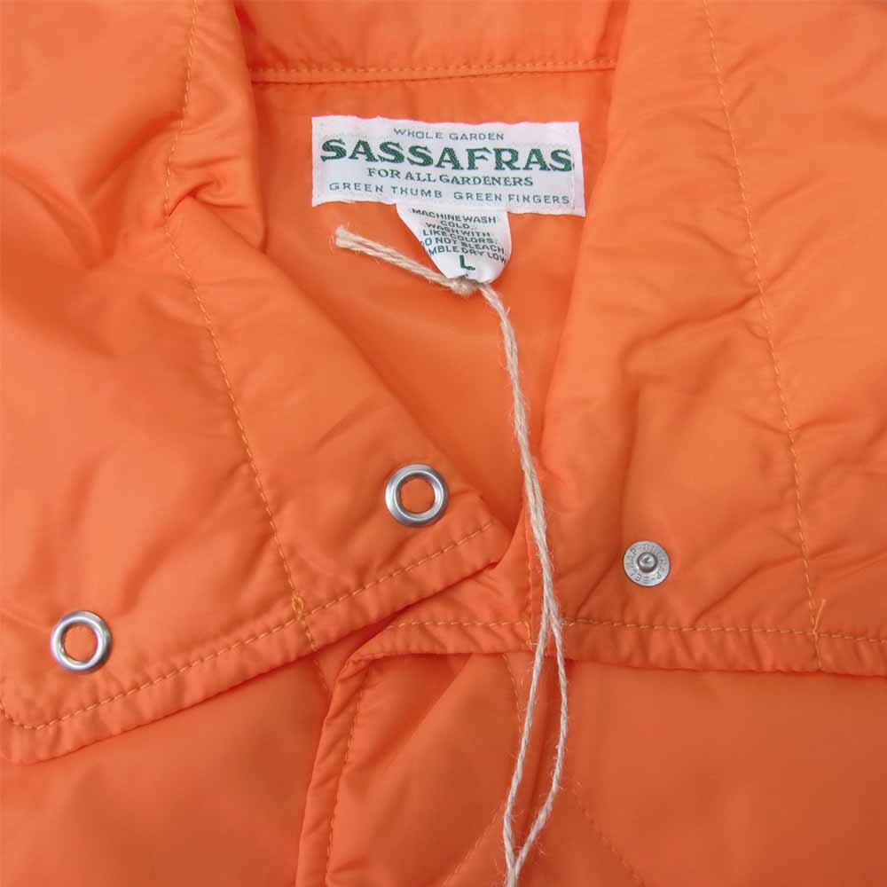 SASAFRAS ササフラス SF-161149 CRAZY GARDENER TUBE VEST NYLON QUILT クレイジー ガーデナー チューブ キルト 中綿 オレンジ系 L【新古品】【未使用】【中古】