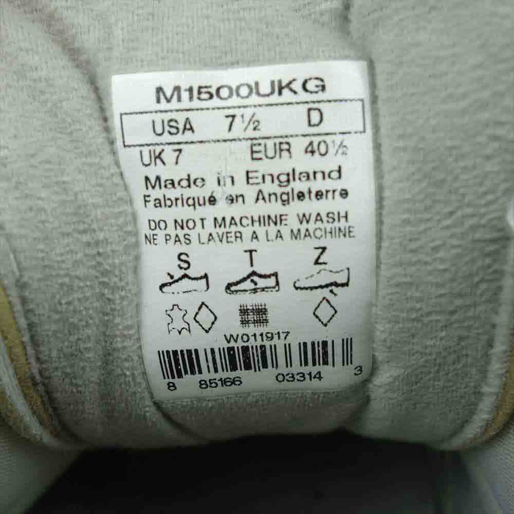 NEW BALANCE ニューバランス M1500UKG イングランド製 1500 ローカット スニーカー グレー系 USA7.5 UK7 EUR40.5【中古】