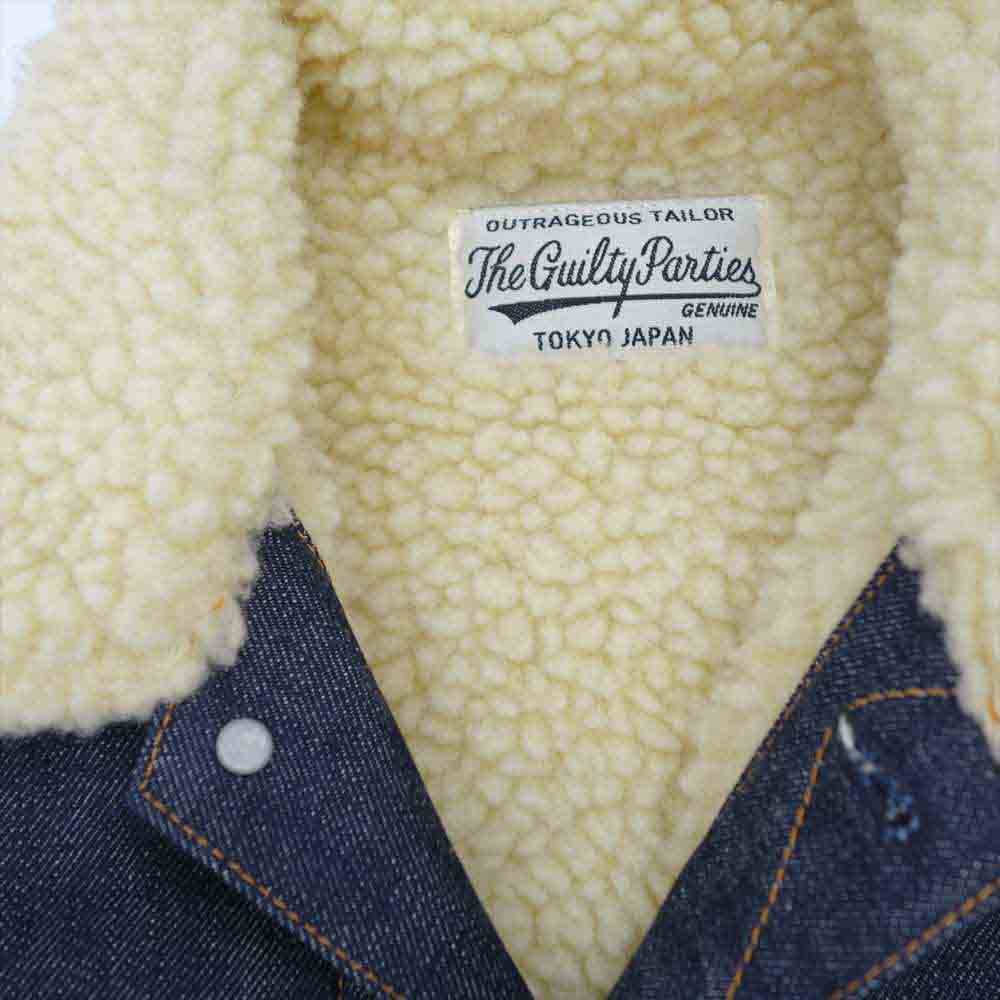 WACKO MARIA ワコマリア 背面GUILTY PARTIES刺繍 デニム ボア ジャケット インディゴブルー系 S【中古】
