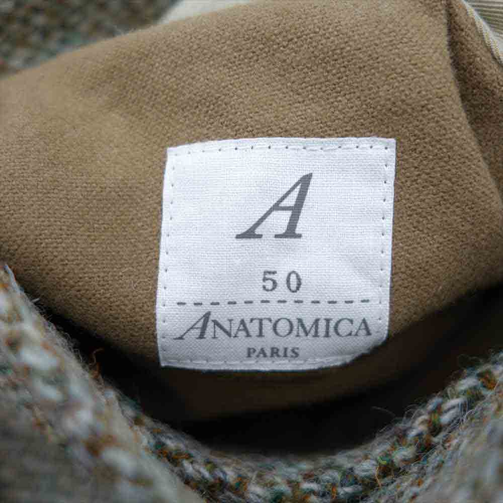 ANATOMICA アナトミカ 530-562-01 SINGLE RAGLAN II 高密度コットンギャバジン ウール リバーシブル シングルラグラン コート ミックスツイード ベージュ系 50【新古品】【未使用】【中古】
