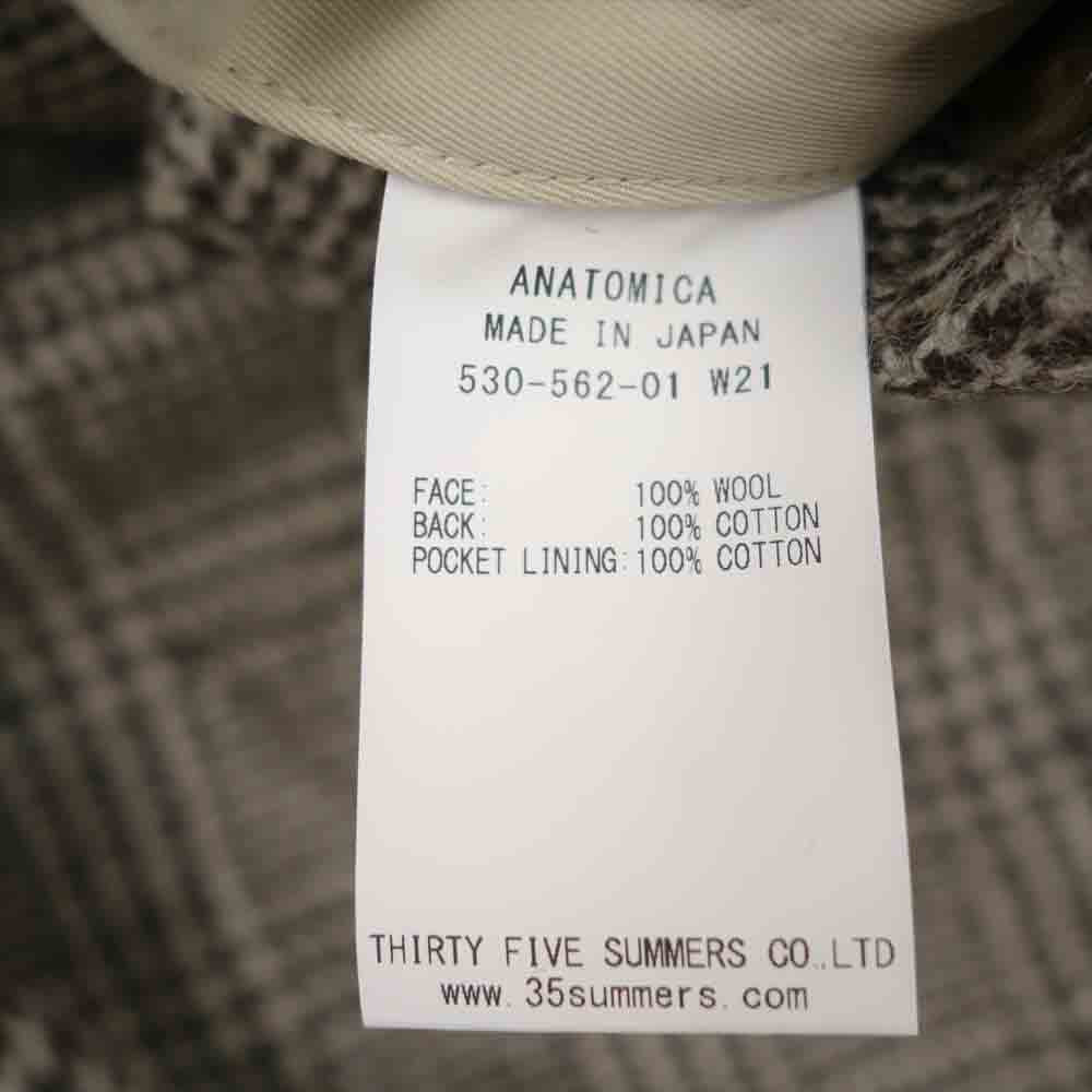 ANATOMICA アナトミカ 530-562-01 SINGLE RAGLAN II 高密度コットンギャバジン ウール リバーシブル シングル ラグラン コート 千鳥格子 ブラウン系 ベージュ系 46【新古品】【未使用】【中古】