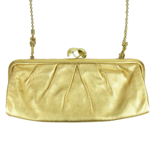 COACH コーチ B0971-13593 2way がま口 チェーン ショルダー クラッチバッグ ゴールド系【中古】