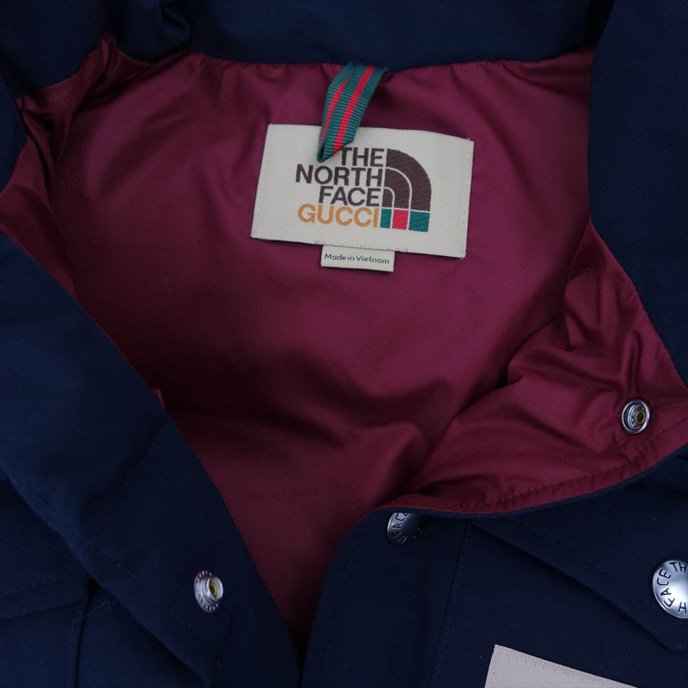 GUCCI グッチ 20AW 649244 XKRXK THE NORTH FACE ノースフェイス 国内正規品 ロゴ ナイロン ダウンベスト ネイビー系 S【美品】【中古】