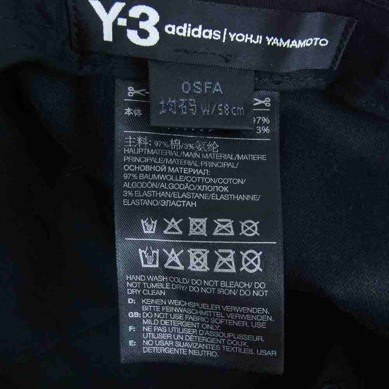 Yohji Yamamoto ヨウジヤマモト Y-3 ワイスリー FQ6974 LOGO CAP ベースボール ロゴ キャップ ブラック系 58㎝【中古】
