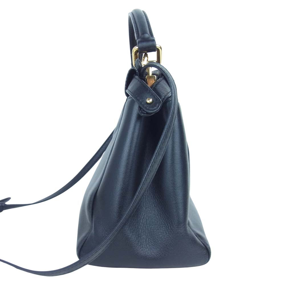 FENDI フェンディ 8BN244 K4P 179 8007 PEEKABOO MINI ピーカブー ミニ ゴールド金具 レザー 2WAY ショルダー ハンド バッグ ブラック系【中古】