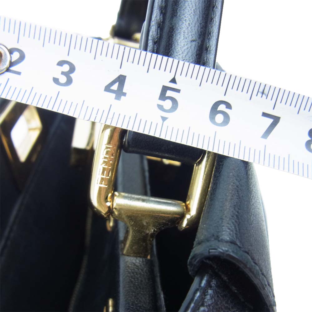 FENDI フェンディ 8BN244 K4P 179 8007 PEEKABOO MINI ピーカブー ミニ ゴールド金具 レザー 2WAY ショルダー ハンド バッグ ブラック系【中古】