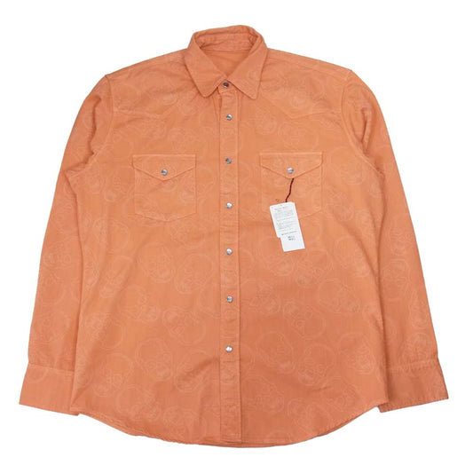 Lucien Pellat-Finet ルシアンペラフィネ 国内正規品 スカル 総柄 ウエスタン シャツ オレンジ系 XL【中古】
