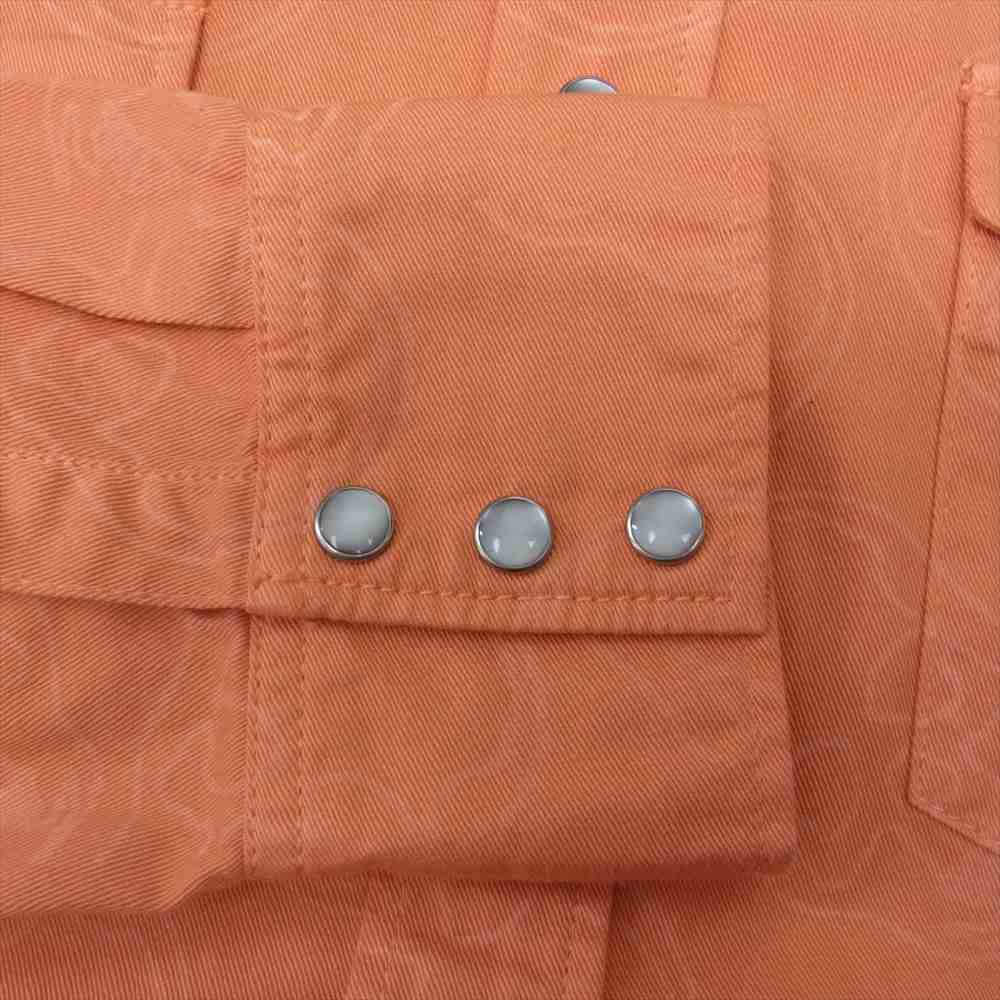 Lucien Pellat-Finet ルシアンペラフィネ 国内正規品 スカル 総柄 ウエスタン シャツ オレンジ系 XL【中古】