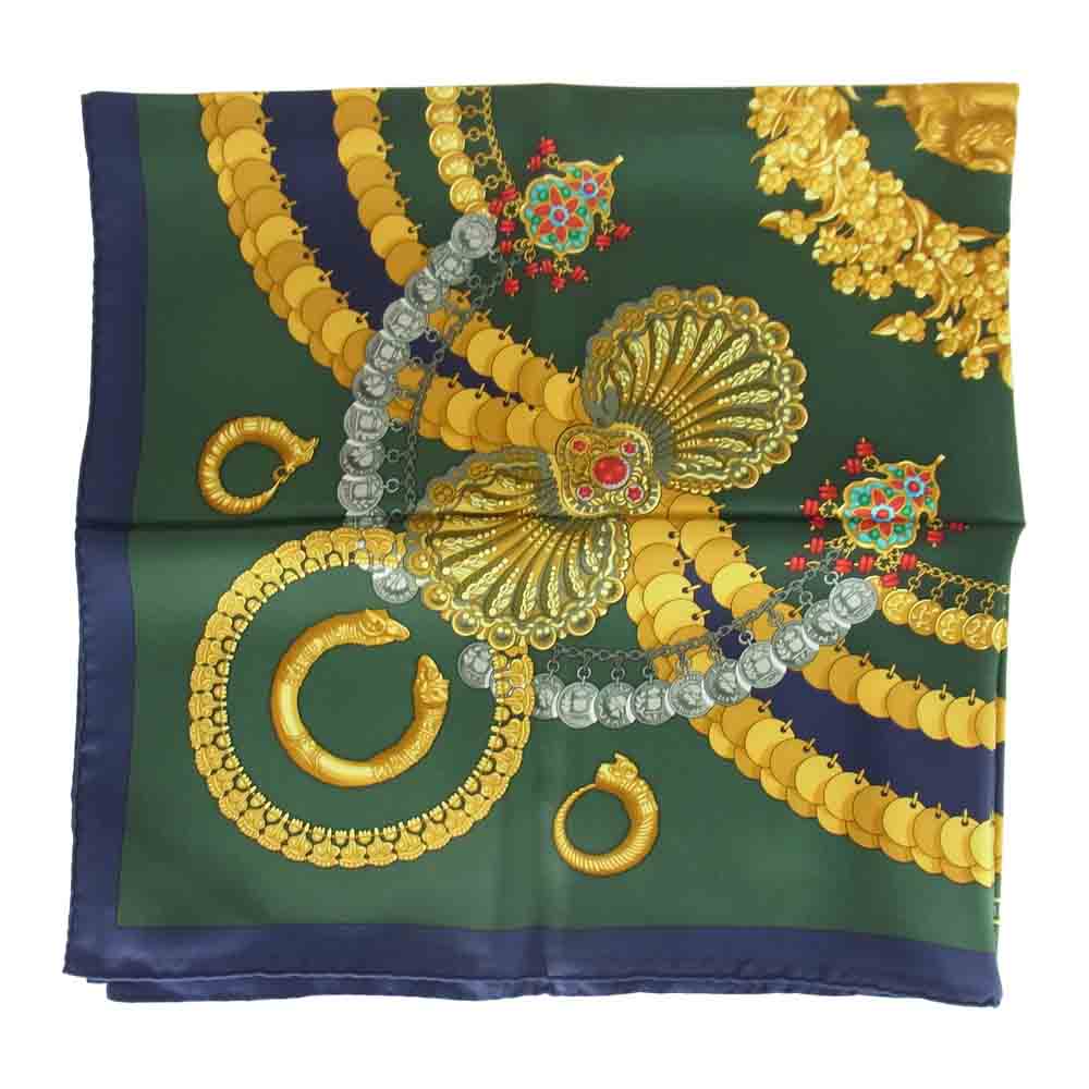 HERMES エルメス カレ90 KOSMIMA スカーフ グリーン系【中古】