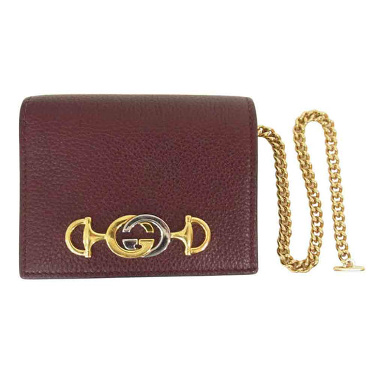 GUCCI グッチ 570660 ズゥミ チェーン付き ウォレット ボルドー【中古】
