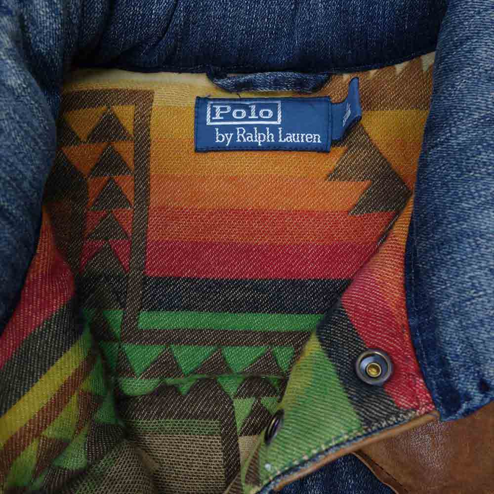 POLO RALPH LAUREN ポロ・ラルフローレン 国内正規品 レザー ヨーク 切替 デニム 中綿 ベスト マルチカラー系 XS【中古】