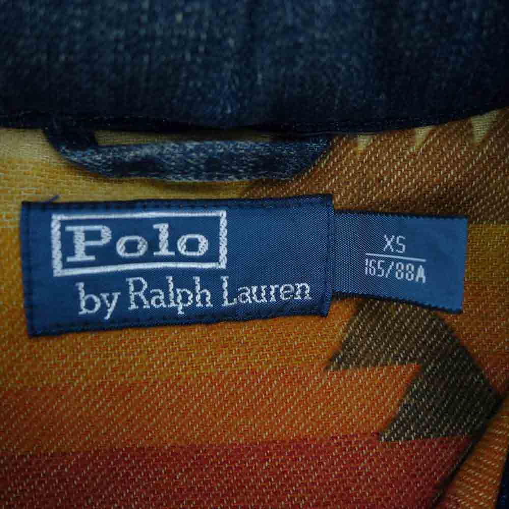 POLO RALPH LAUREN ポロ・ラルフローレン 国内正規品 レザー ヨーク 切替 デニム 中綿 ベスト マルチカラー系 XS【中古】