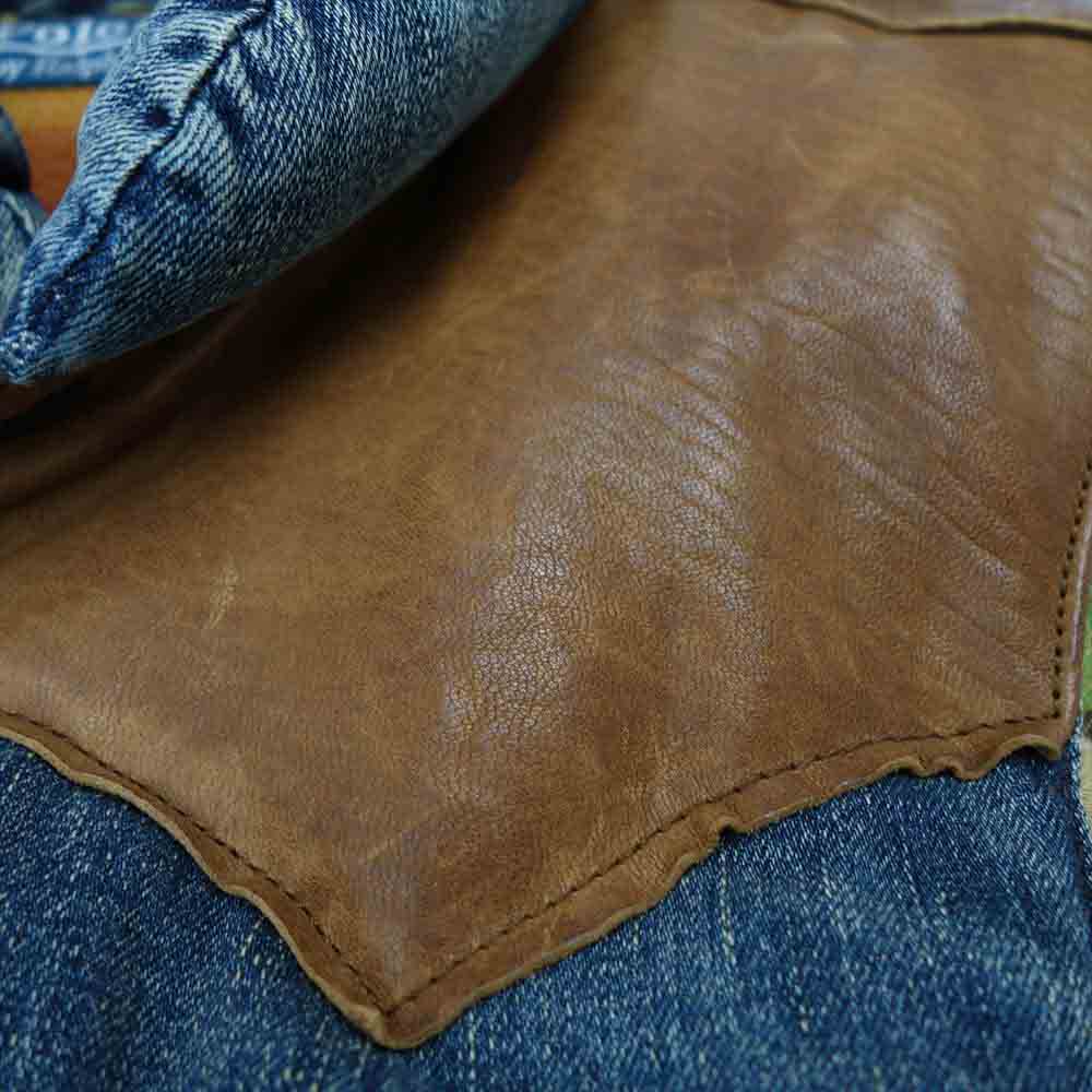 POLO RALPH LAUREN ポロ・ラルフローレン 国内正規品 レザー ヨーク 切替 デニム 中綿 ベスト マルチカラー系 XS【中古】