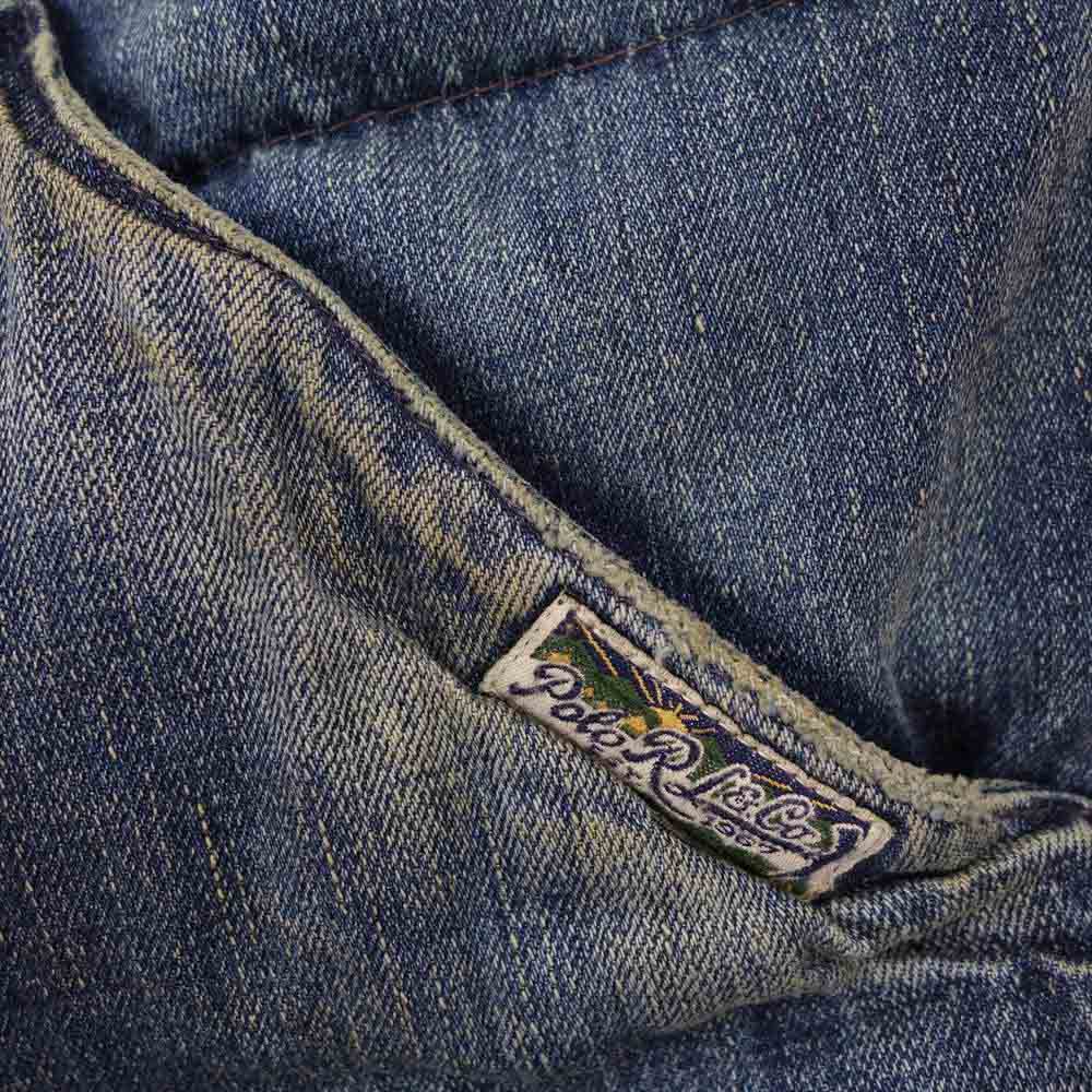 POLO RALPH LAUREN ポロ・ラルフローレン 国内正規品 レザー ヨーク 切替 デニム 中綿 ベスト マルチカラー系 XS【中古】