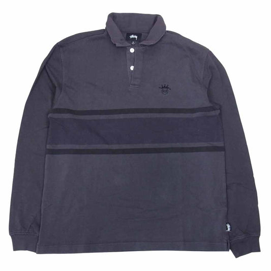 STUSSY ステューシー クラウン S 胸ロゴ L/S ポロシャツ チャコール系 M【中古】