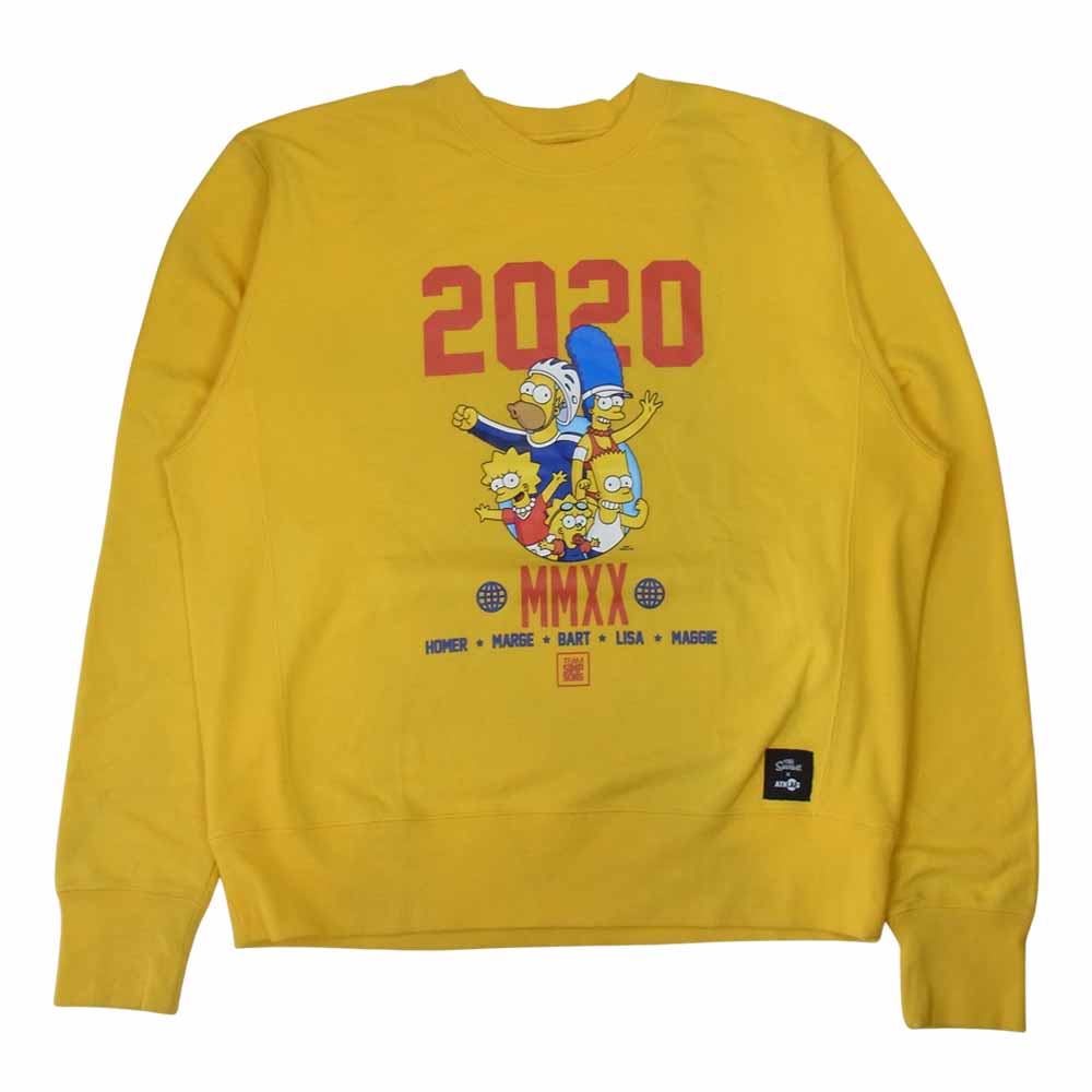 atmos アトモス LAB × THE SIMPSONS クルーネック スウェット トレーナー イエロー系 XL【中古】