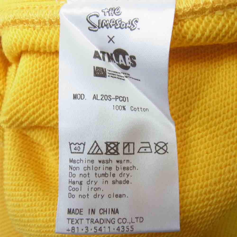 atmos アトモス LAB × THE SIMPSONS クルーネック スウェット トレーナー イエロー系 XL【中古】