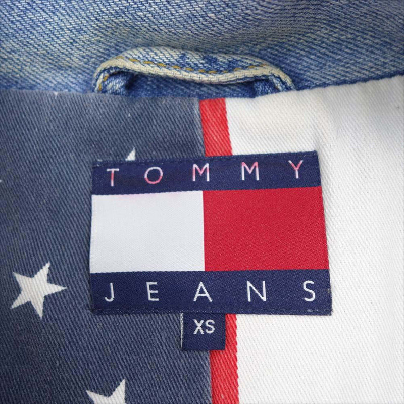 TOMMY トミー JEANS BIG FRAG LOGO 星条旗 デニムジャケット インディゴブルー系 XS【中古】