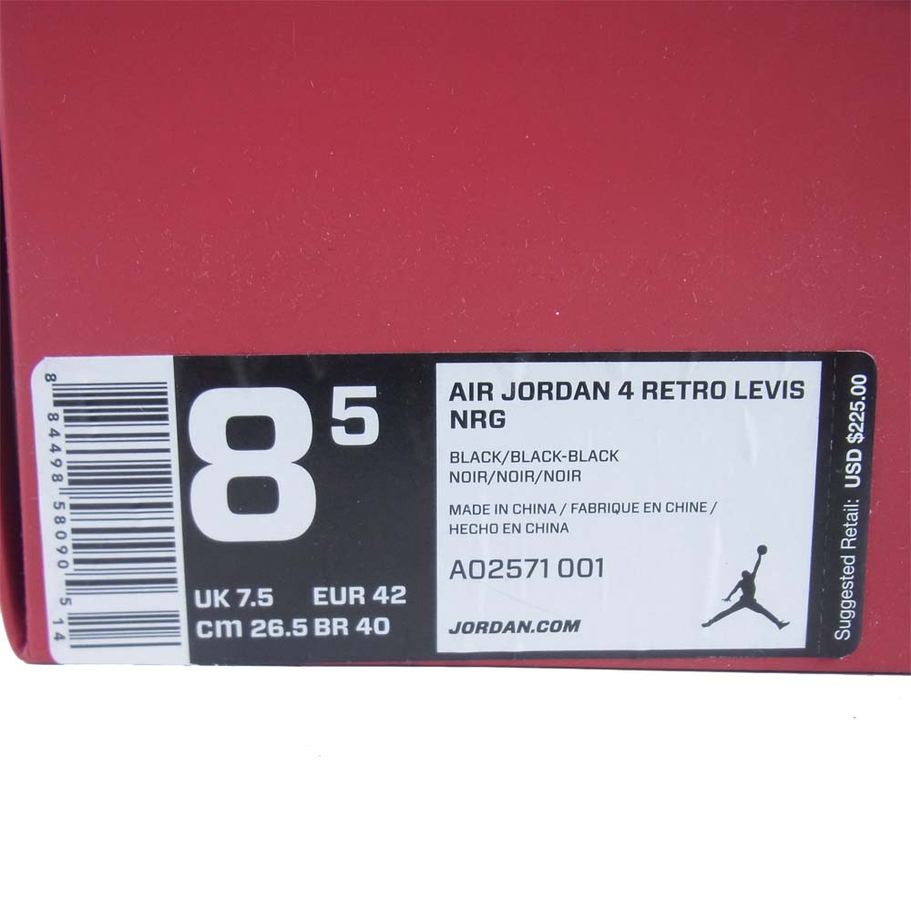 NIKE ナイキ × LEVIS リーバイス AIR JORDAN4 AO2571-001 10周年記念 デニム スニーカー ブラック系 26.5cm【中古】