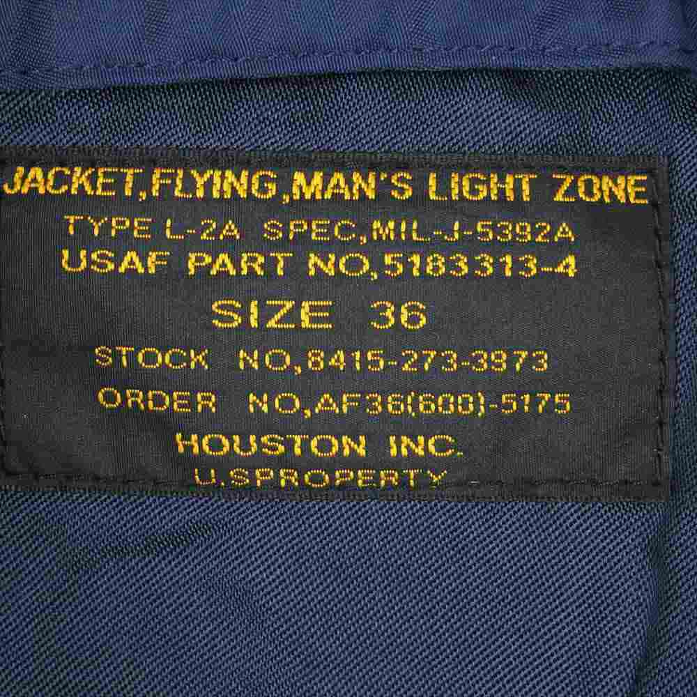 HOUSTON ヒューストン L-2A フライト ミリタリージャケット ネイビー系 36【中古】