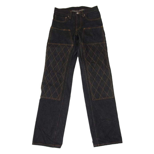 児島ジーンズ ダブルニー ブラック デニム パンツ ブラック系 30【美品】【中古】