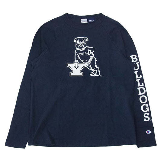 Champion チャンピオン T1011 YALE UNIVERSITY 長袖 Tシャツ ネイビー系 L【中古】