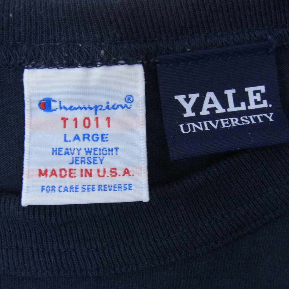 Champion チャンピオン T1011 YALE UNIVERSITY 長袖 Tシャツ ネイビー系 L【中古】