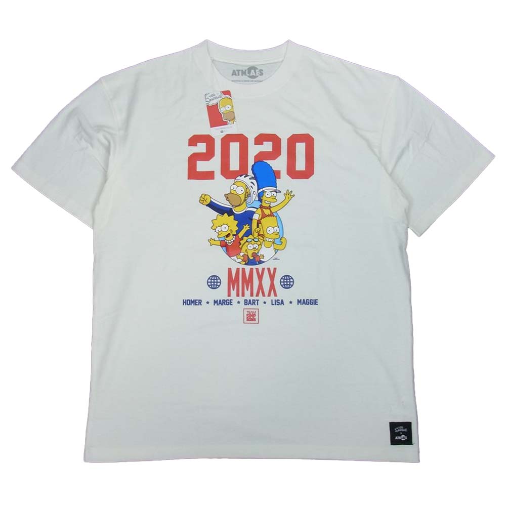 atmos アトモス LAB × シンプソンズ AL20S-PT01 FAMILY TEE ファミリー 半袖 Tシャツ ホワイト系 XL【新古品】【未使用】【中古】