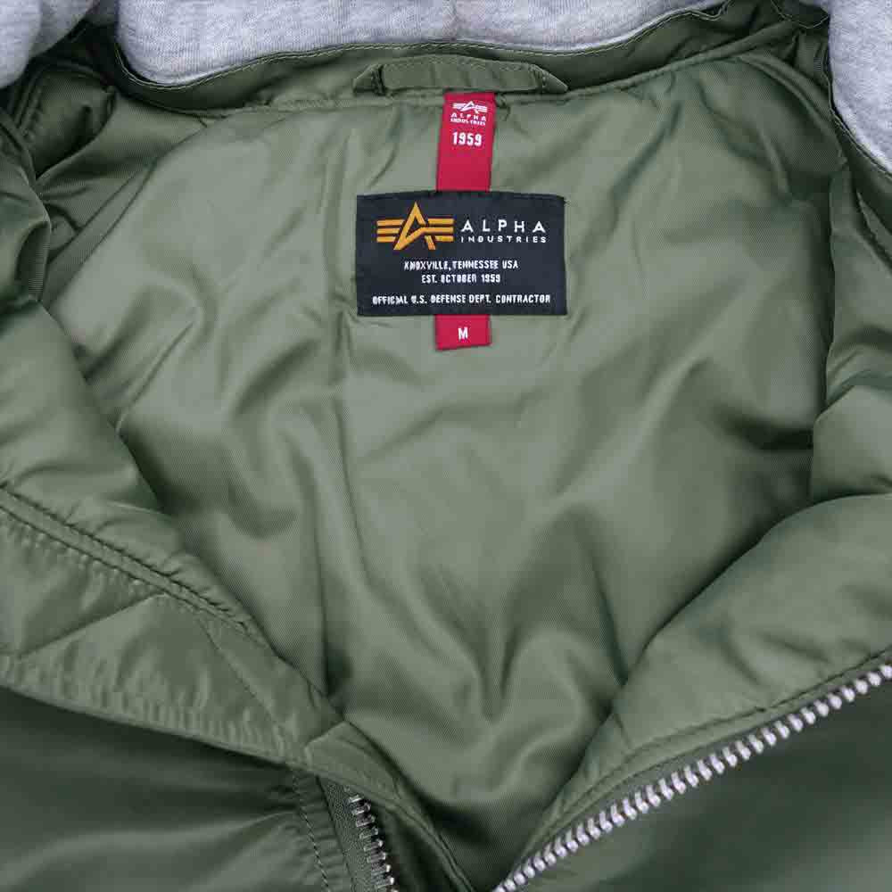 ALPHA アルファ MA-1 NATUS フード付き フライトジャケット グリーン カーキ系 M【中古】