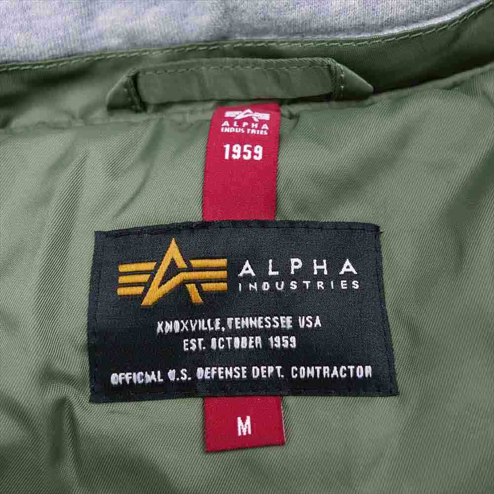 ALPHA アルファ MA-1 NATUS フード付き フライトジャケット グリーン カーキ系 M【中古】